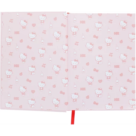 Jegyzetfüzet A/5 vonalas  Hello Kitty szörmés szívvel, Pink