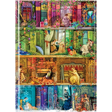 Jegyzetfüzet A/5 vonalas keményfedeles mágneses Stitch in Time Bookshelves