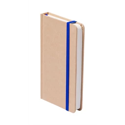 Jegyzetfüzet A/6 kék gumipánttal, sima 100 lapos, újrahasznosított karton borítással