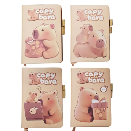 Jegyzetfüzet A/6 vonalas, gumigyűrűvel CapyBara
