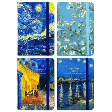 Jegyzetfüzet A/6 vonalas gumis keményfedeles Van Gogh
