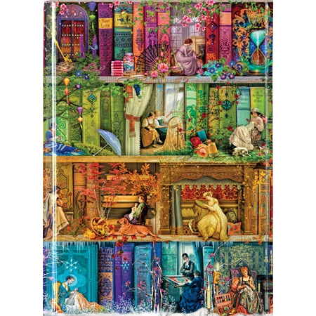 Jegyzetfüzet A/6 vonalas keményfedeles mágneses Stitch in time Bookshelves