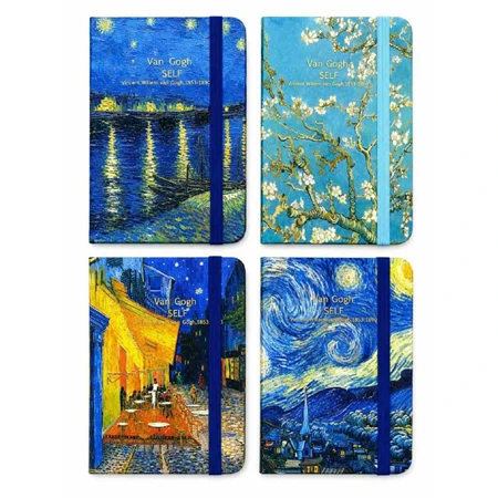 Jegyzetfüzet A/7 Van Gogh gumis, vonalas, 96lapos vegyes szinek