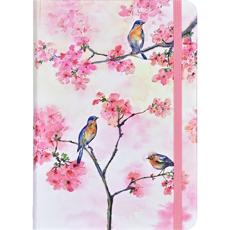 Jegyzetfüzet B/6 vonalas Peter Pauper 120 lapos keményfedeles gumis Cherry Blossoms in spring