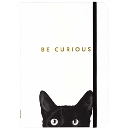 Jegyzetfüzet B/6 vonalas Peter Pauper 120 lapos keményfedeles gumis Curious Cat Journal