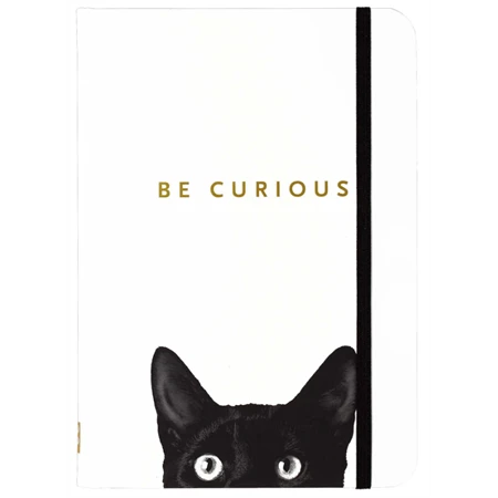Jegyzetfüzet B/6 vonalas Peter Pauper 120 lapos keményfedeles gumis Curious Cat Journal