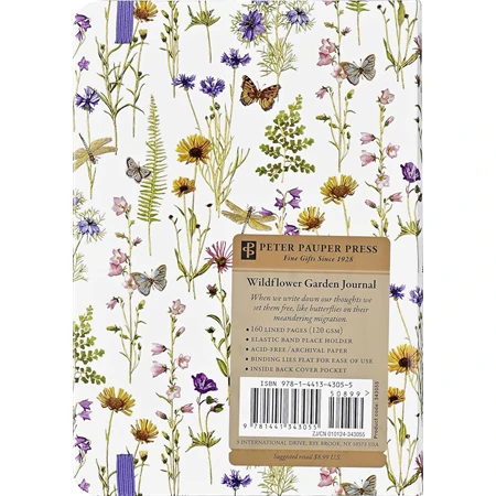 Jegyzetfüzet B/6 vonalas Peter Pauper 120 lapos keményfedeles gumis Wildflower
