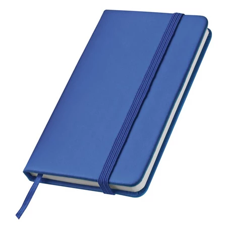 Jegyzetfüzet 8x13cm gumis, 160 oldalas, könyvjelzővel, PU keménylapos borítóval, kék