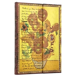 Jegyzetfüzet midi sima Paper Blanks keményfedeles mágneses Van Gogh, Sunflowers