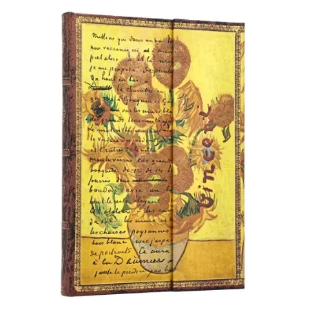 Jegyzetfüzet midi sima Paper Blanks keményfedeles mágneses Van Gogh, Sunflowers