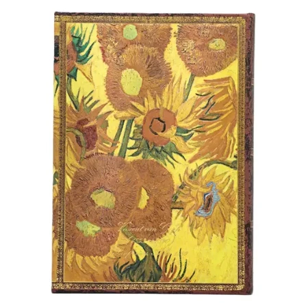 Jegyzetfüzet midi sima Paper Blanks keményfedeles mágneses Van Gogh, Sunflowers