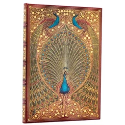 Jegyzetfüzet midi vonalas Paper Blanks keményfedeles gumis Hafiz Peacocks