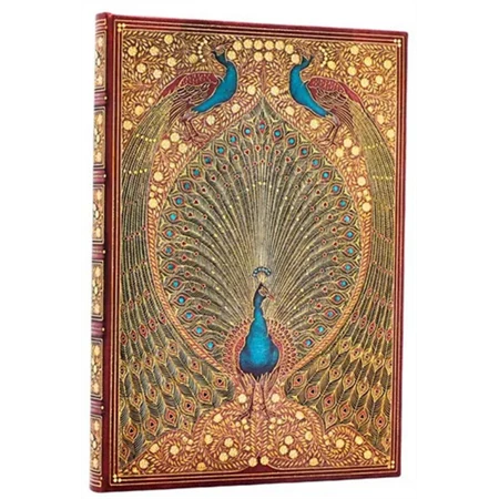 Jegyzetfüzet midi vonalas Paper Blanks keményfedeles gumis Hafiz Peacocks
