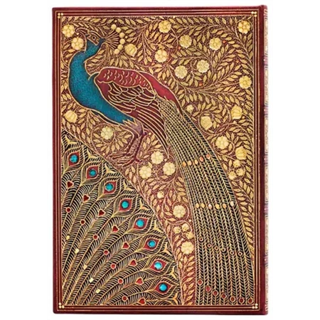 Jegyzetfüzet midi vonalas Paper Blanks keményfedeles gumis Hafiz Peacocks