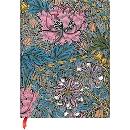 Jegyzetfüzet midi vonalas Paper Blanks keményfedeles gumis William Morris: Morris Pink Honeysuckle