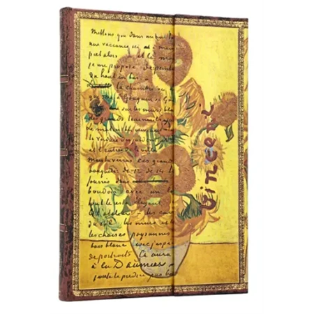 Jegyzetfüzet midi vonalas Paper Blanks keményfedeles mágneses Van Gogh, Sunflowers