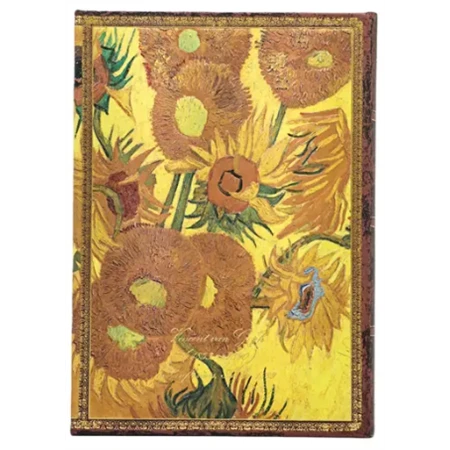 Jegyzetfüzet midi vonalas Paper Blanks keményfedeles mágneses Van Gogh, Sunflowers