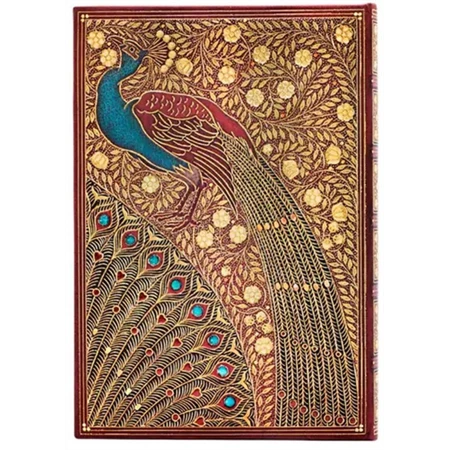 Jegyzetfüzet mini vonalas Paper Blanks keményfedeles gumis Hafiz Peacocks