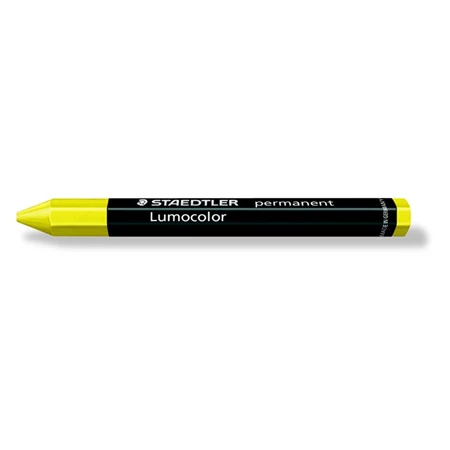 Jelölőkréta, mindenre író, vízálló (omnigraph), STAEDTLER Lumocolor 236, sárga 12DB/DOBOZ