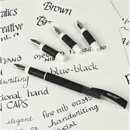 Kalligrafikus szett, SIN, 4db vágott tollhegy, 3db tinta, tollszárral