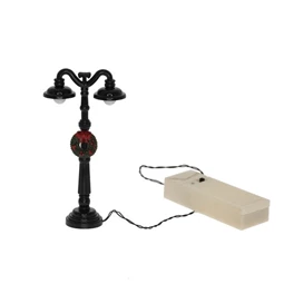 Kandeláber koszorúval 2 égős műanyag 12,1cm fekete elemes