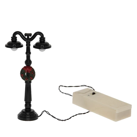 Kandeláber koszorúval 2 égős műanyag 12,1cm fekete elemes