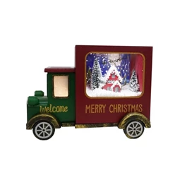 Karácsony kamion világító, havazó, zenélő, elektromos 30x15,5x22 cm