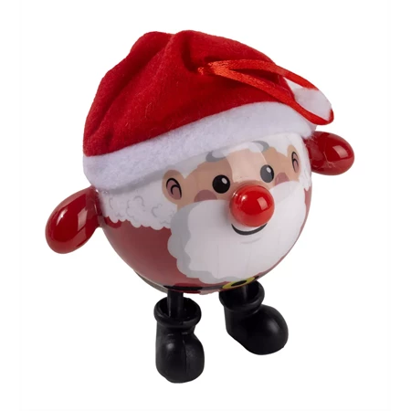 Karácsonyfadísz, Mikulás, LED-es 8x8cm fehér-piros