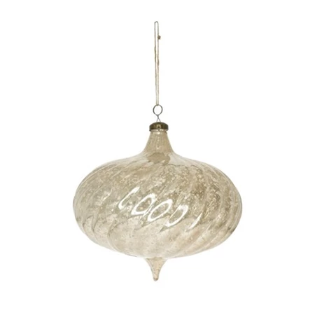 Karácsonyfadísz  Óriás gömb hagyma alakú, csillámos hatású, akasztós műanyag 20x19,5 cm ezüst