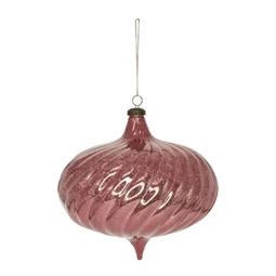 Karácsonyfadísz Óriás gömb hagyma alakú, csillámos hatású, akasztós műanyag 20x19,5 cm rózsaszín