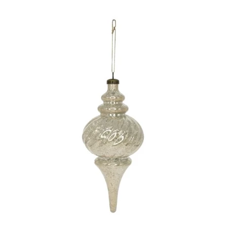 Karácsonyfadísz Óriás karácsonyfadísz csillámos hatású, akasztós műanyag 11,5x26,5 cm pezsgő