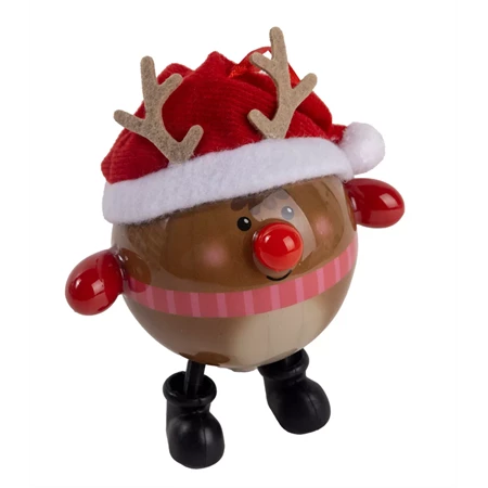 Karácsonyfadísz, Rénszarvas LED-es 8x8cm barna-fehér