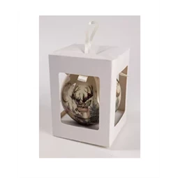 Karácsonyfadísz, Rénszarvas, díszdobozban LED-es 8x8cm