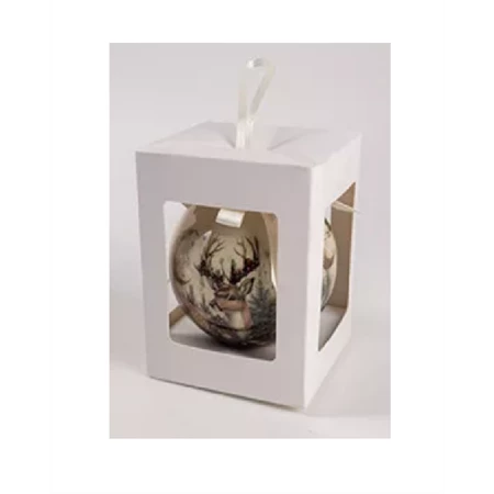 Karácsonyfadísz, Rénszarvas, díszdobozban LED-es 8x8cm