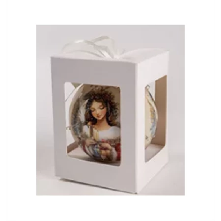 Karácsonyfadísz, Tündér, díszdobozban LED-es 8x8cm