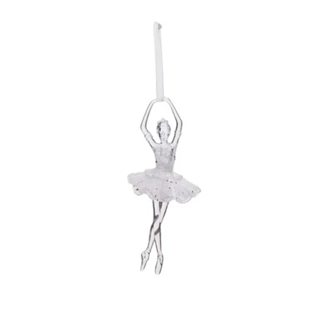 Karácsonyfadísz balerina glitteres, akasztós műanyag 17x8x5cm átlátszó