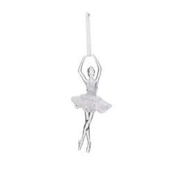 Karácsonyfadísz balerina glitteres, akasztós műanyag 17x8x5cm átlátszó