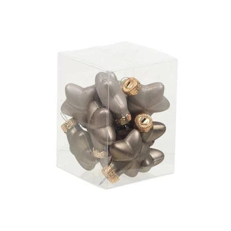 Karácsonyfadísz csillag üveg 4cm 12db/csomag eucalyptus matt