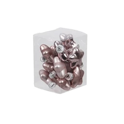 Karácsonyfadísz csillag üveg 4cm 12db/csomag fényes/matt rózsaszín fényes/matt