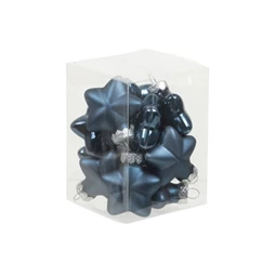 Karácsonyfadísz csillag üveg 4cm 12db/csomag night blue fényes/matt