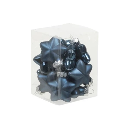 Karácsonyfadísz csillag üveg 4cm 12db/csomag night blue fényes/matt