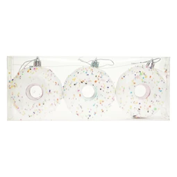 Karácsonyfadísz fánk akasztós, glitteres műanyag 23,8x9,3x3,5cm rózsaszín/kék