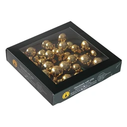 Karácsonyfadísz gömb betűzős, üveg, 6db/csomag 2/2,5/3 cm, bright gold shiny