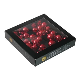 Karácsonyfadísz gömb betűzős, üveg, 6db/csomag 2/2,5/3 cm, red shiny