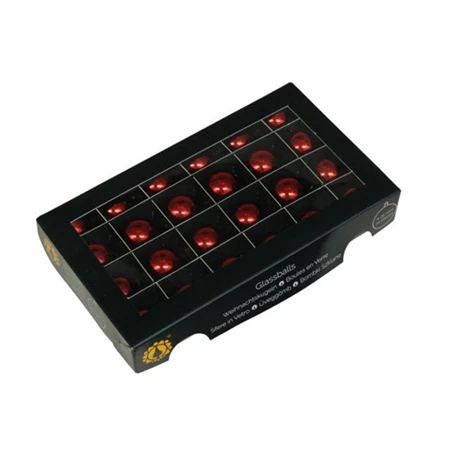 Karácsonyfadísz gömb üveg, 24db/csomag 2,5cm, red shiny