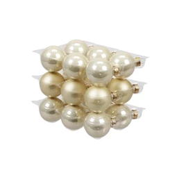 Karácsonyfadísz gömb üveg 4cm 18db/csomag krém fényes/matt