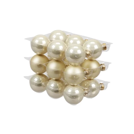 Karácsonyfadísz gömb üveg 4cm 18db/csomag krém fényes/matt