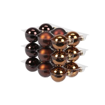 Karácsonyfadísz gömb üveg 4cm 18db/csomag sötétbarna fényes/matt