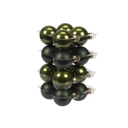 Karácsonyfadísz gömb üveg 5,7cm 16db/csomag pine green fényes/matt