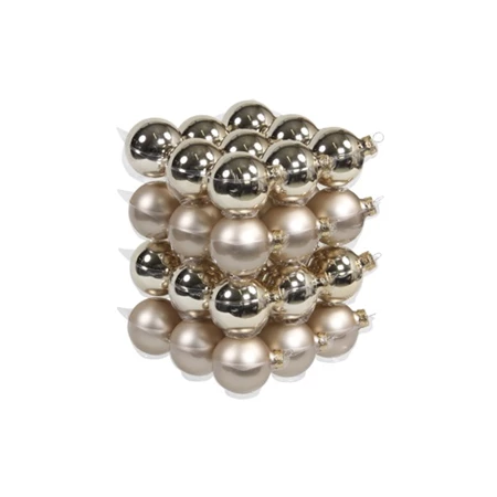 Karácsonyfadísz gömb üveg 5,7cm 36db/csomag pezsgő fényes/matt